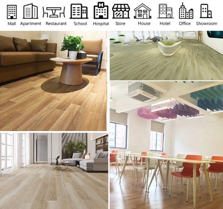 20m PVC Oak Vinyl Zemin Rulolar Anaokulları için Heterogen Vinyl Zemin
