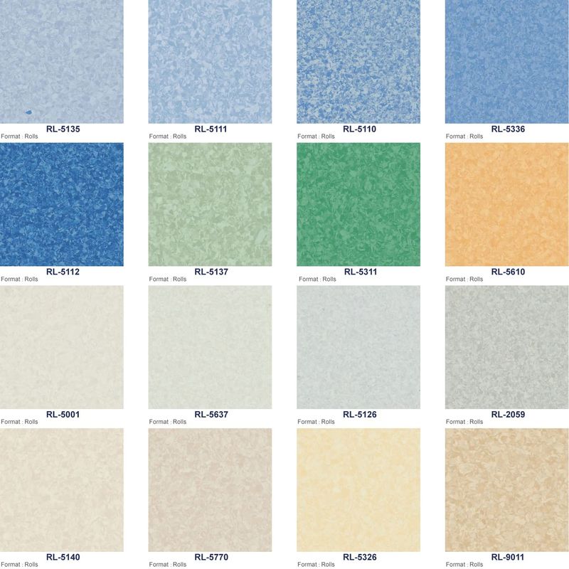 Yapıştırıcı Aşağı Ses geçirmez PVC Homogen Zemin Linoleum Vinil Zemin 2mm-3mm Kalınlığı