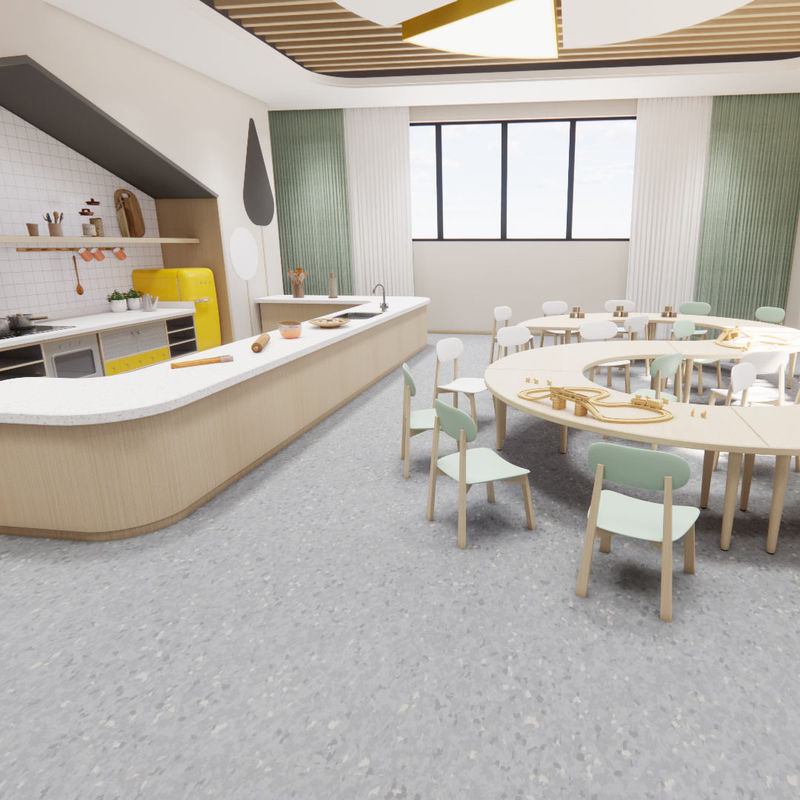 Ticari Sınıf Homojen Zemin Kaplaması Formaldehit İçermez Yüksek Trafik Alanları için Su Geçirmez