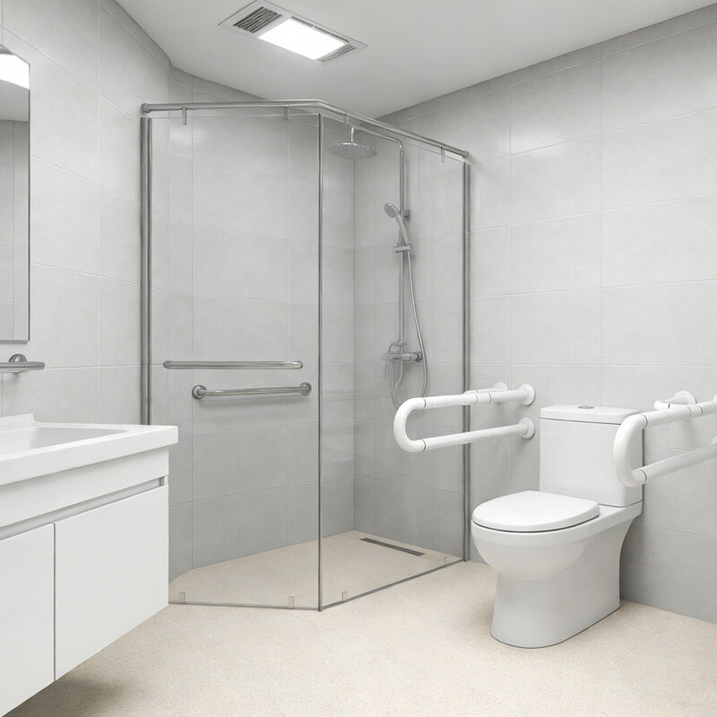 Yaşlılar ve Engelliler İçin Hastane Çarpışma Önleyici Kolçaklı Çift Katmanlı Tuvalet Tutunma Barı